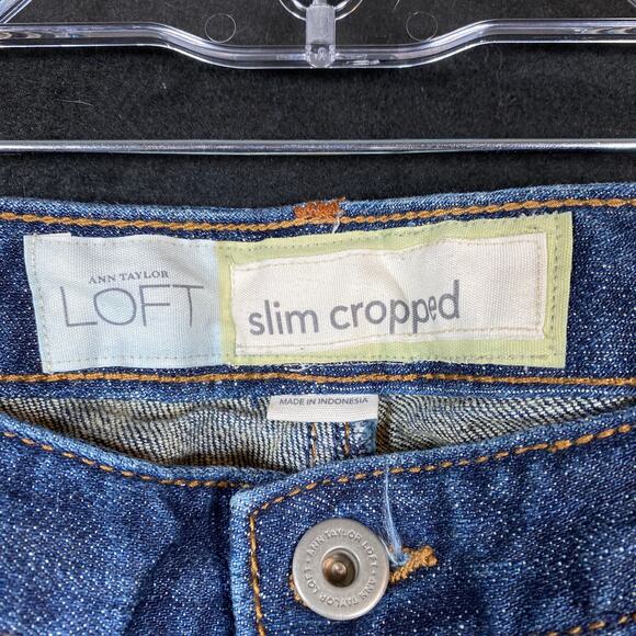 Ann Taylor LOFT Womens Jeans Blue Denim Mid Rise Slim Cropped Stretch 10P - Picture 4 of 11